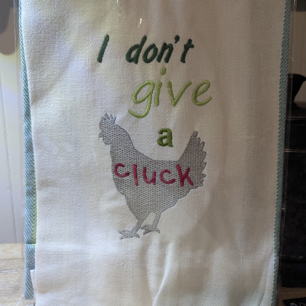 Chicken Themed Kitchen Towel - White and Green